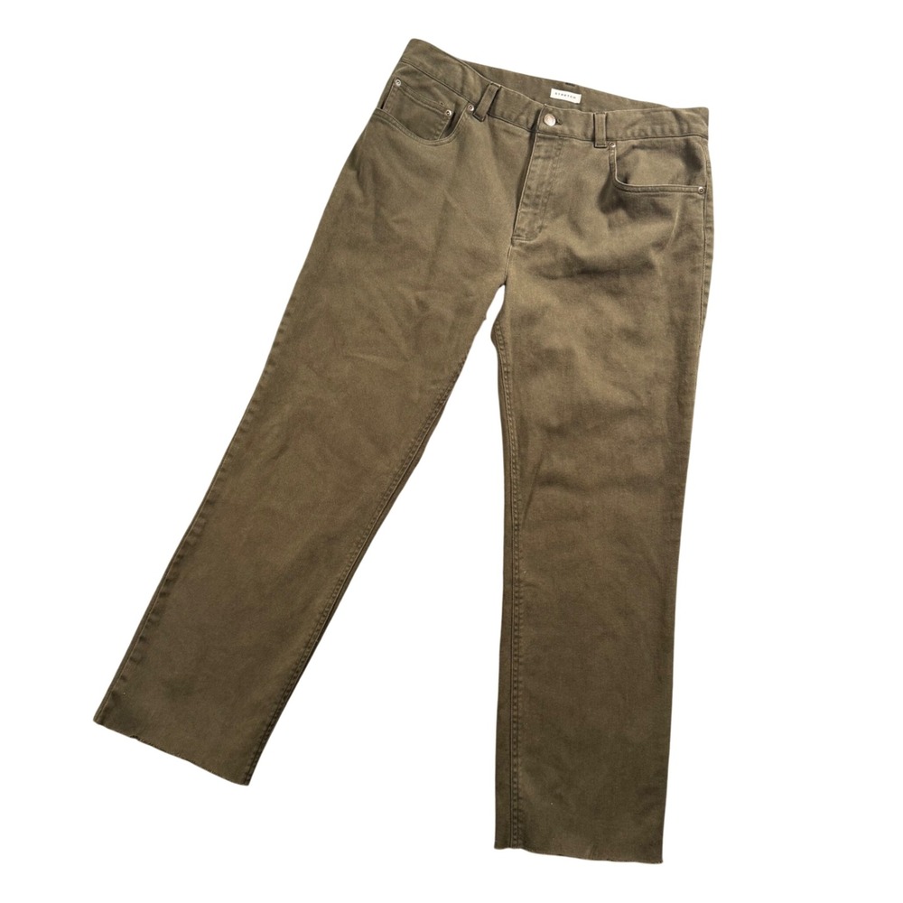 Jones New York Sport Today Jean Women 12 Earthly Olive Green Raw Hem Stretch